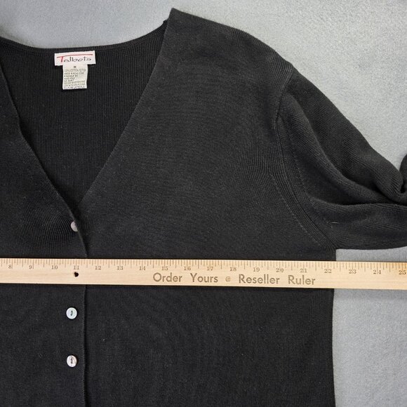 Talbots Sweater Women M Black Cardigan Tunic Button Minimalist Academia Vintage - Picture 8 of 10
